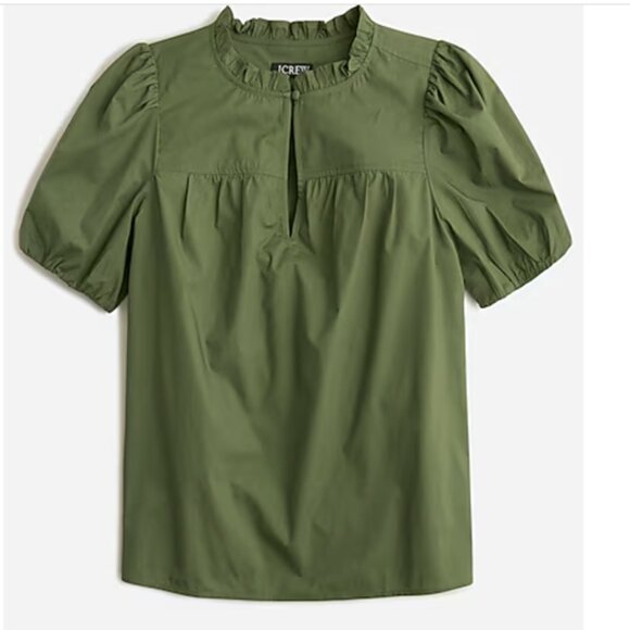 J. Crew Factory Tops - J.Crew Factory Ruffle-Neck Short-Sleeve Cotton Top - Size M - NWT